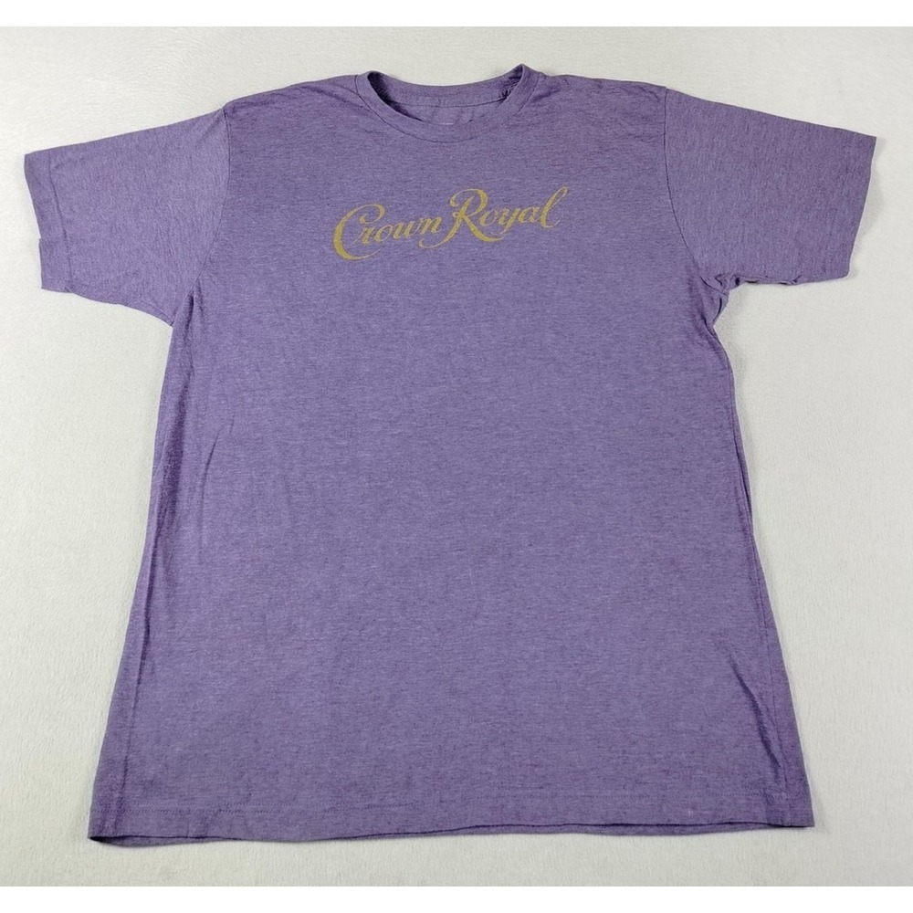 Crown Royal Shirt Mens Large Purple Script Logo Graphic Tee Tagless Tri Blend‎
